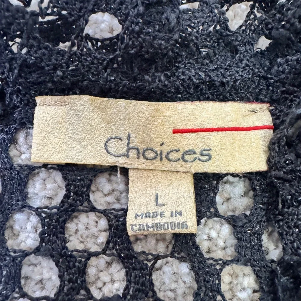 Vintage Choices Open Knit Fishnet Cardigan Black Size L Fairy Grunge Alt